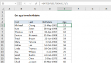 Excel formula: Get age from birthday