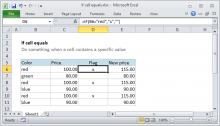 Excel formula: If cell equals