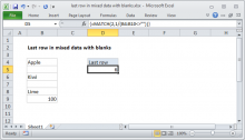 Excel formula: Last row in mixed data with blanks