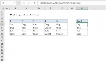 Excel formula: Most frequently occurring text