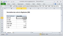 Excel formula: Normalize size units to Gigabytes