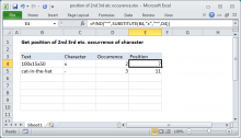 Excel formula: Position of 2nd 3rd etc instance of character