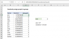 Excel formula: Randomly assign people to groups