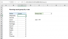 Excel formula: Running count group by n size