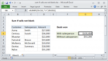 Excel formula: Sum if not blank