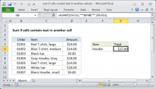 Excel formula: Sum if cell contains text in another cell