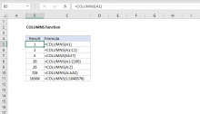 Excel COLUMNS function