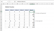 Excel PRODUCT function
