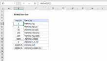 Excel ROWS function