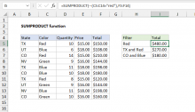 Excel SUMPRODUCT function