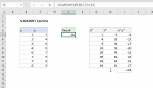 Excel SUMX2MY2 function