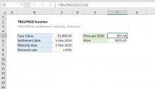 Excel TBILLPRICE function