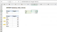 Excel DSTDEVP function