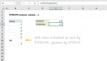 Excel STDEVPA function