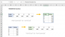 Excel TRANSPOSE function