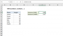 Excel VAR function