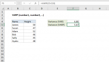 Excel VARP function