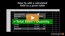 Video thumbnail for How to add a calculated field to a pivot table