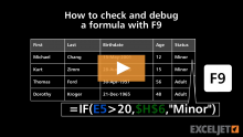 Video thumbnail for How to check and debug a formula with F9