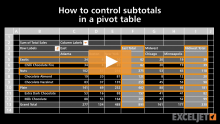 Video thumbnail for How to control subtotals in a pivot table