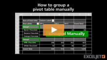 Video thumbnail for How to group a pivot table manually
