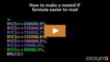 Video thumbnail for How to make a nested IF formula easier to read