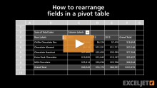 Video thumbnail for How to rearrange fields in a pivot table