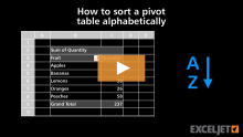 Video thumbnail for How to sort a pivot table alphabetically