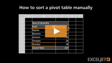Video thumbnail for How to sort a pivot table manually