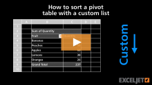 Video thumbnail for How to sort a pivot table with a custom list