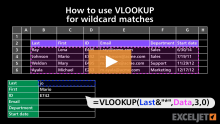 Video thumbnail for How to use VLOOKUP for wildcard matches