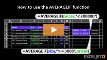 Video thumbnail for How to use the AVERAGEIF function