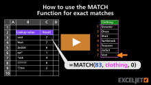 Video thumbnail for How to use the MATCH Function for exact matches