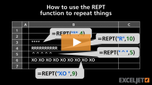 Video thumbnail for How to use the REPT function to repeat things