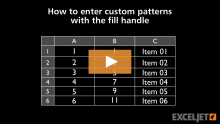 Video thumbnail for How to enter custom patterns with the fill handle in Excel