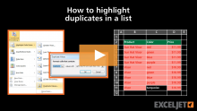Video thumbnail for How to highlight duplicates in a list