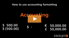 Video thumbnail for How to use accounting formatting in Excel