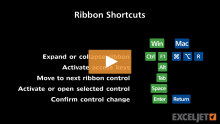 Video thumbnail for Excel Ribbon shortcuts
