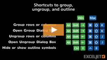 Video thumbnail for Shortcuts to group, ungroup, and outline