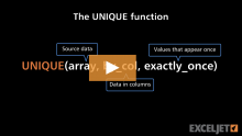 Video thumbnail for The UNIQUE function