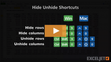 Video thumbnail for Shortcuts to hide/unhide rows and columns