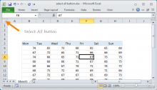 Excel Select All button at upper left of all worksheets