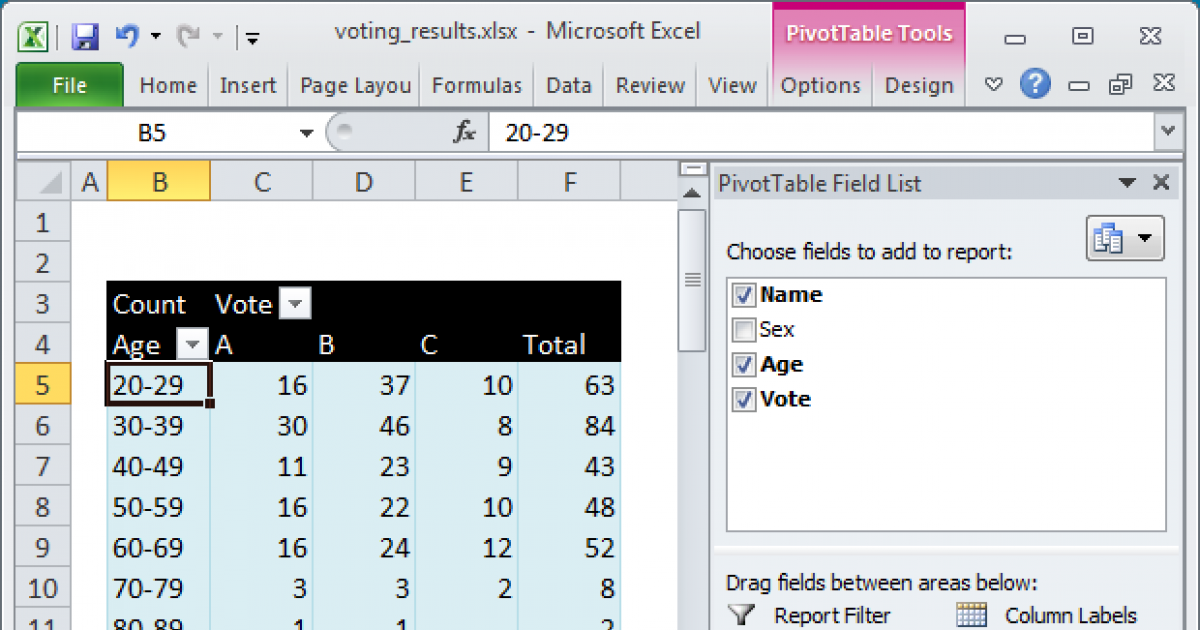 Pivot Table Age Range