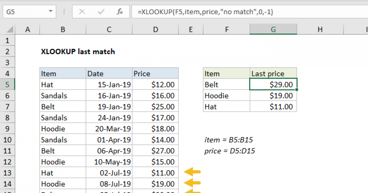 XLOOKUP last match - Excel formula | Exceljet