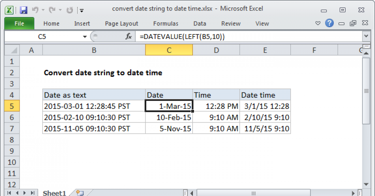 Convert date string to date - formula | Exceljet