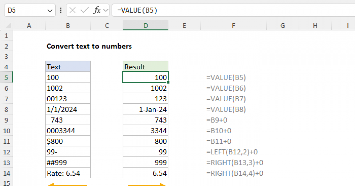 Convert Text To Numbers Excel Formula Exceljet