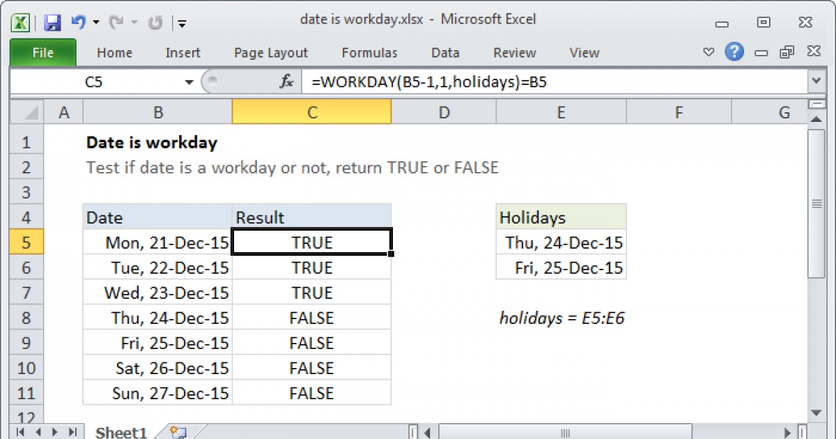 Date is workday - Excel formula | Exceljet