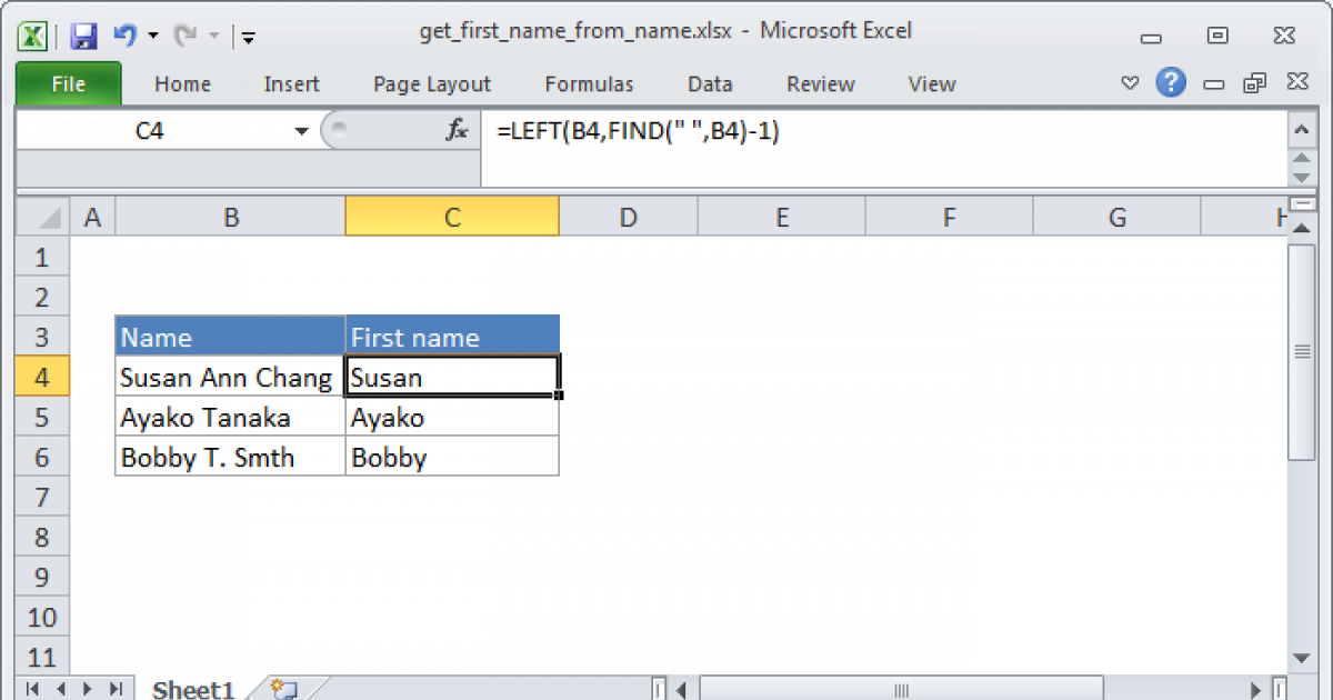 Remove middle initial from full name in Excel