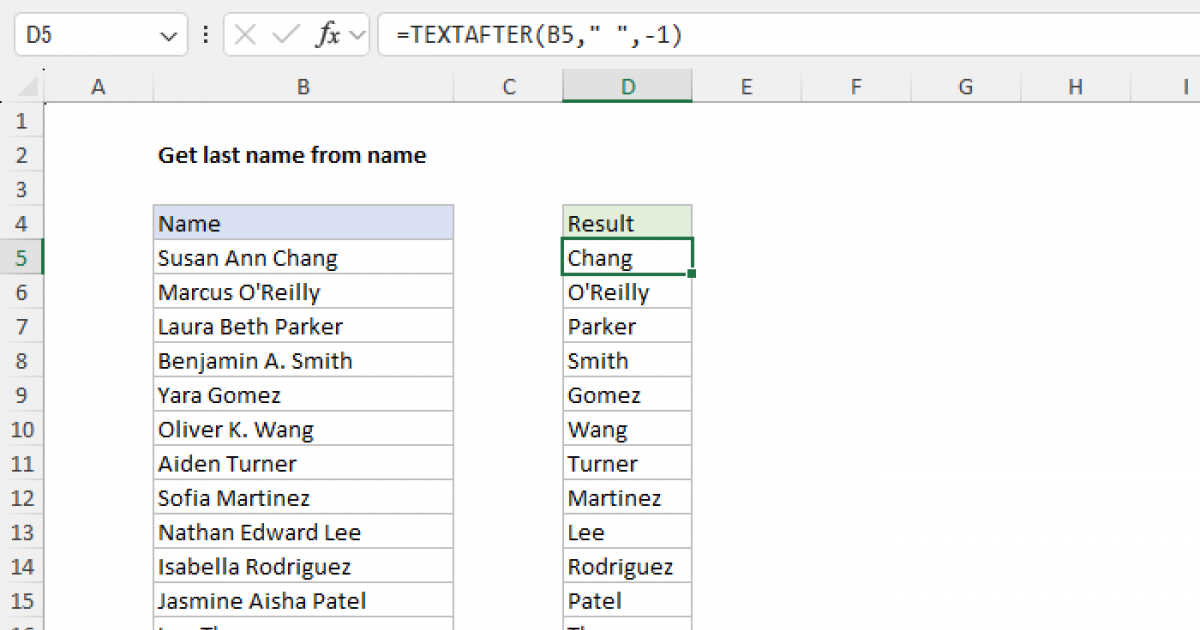 Get Last Name From Name Excel Formula Exceljet 6036