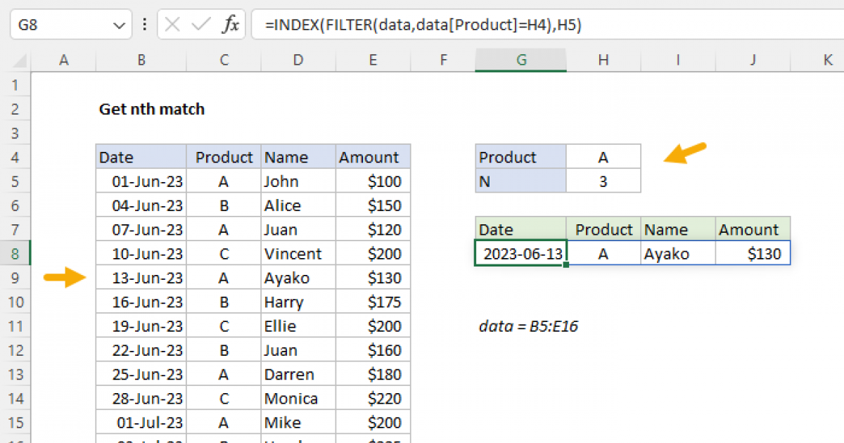 Get Nth Match Excel Formula Exceljet 4498